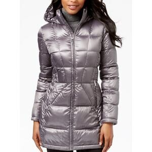 Calvin Klein Hooded Packable Puffer Full Zip Duck Down Jacket Coat US Womens M